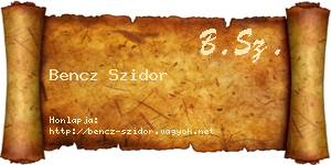 Bencz Szidor névjegykártya